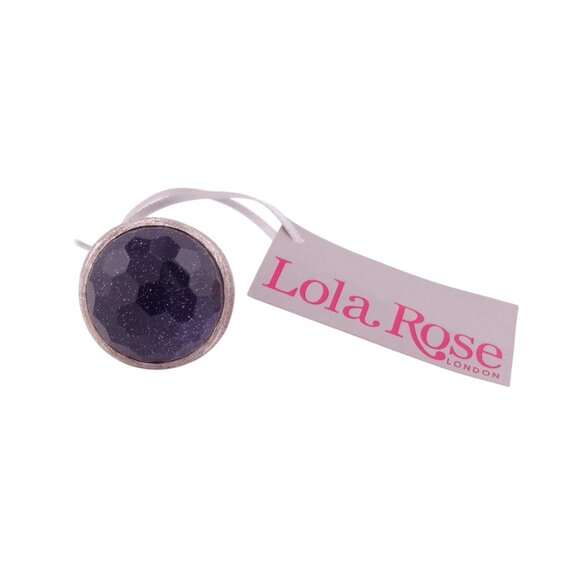 Lola Rose Round Multi Faceted Blue Goldstone Sterling Silver Ring Size 5 NWT - Picture 1 of 6
